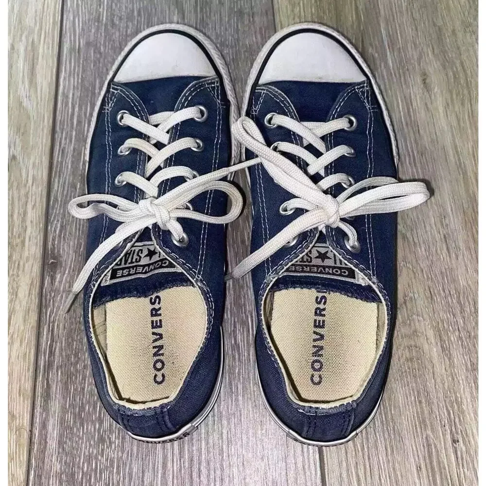 Converse All Star Blue Canvas Lace Up Low Top Sneaker Shoes Youth US Size 2.5